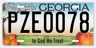 GA license plate PZE0078