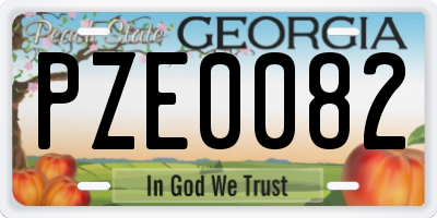 GA license plate PZE0082