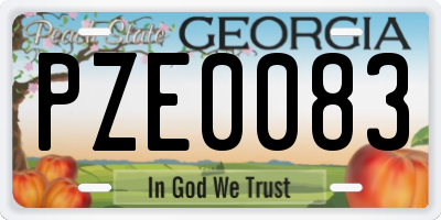 GA license plate PZE0083
