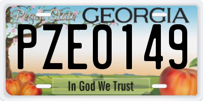 GA license plate PZE0149