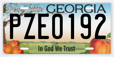 GA license plate PZE0192