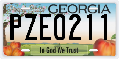 GA license plate PZE0211