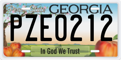 GA license plate PZE0212