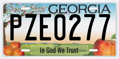 GA license plate PZE0277