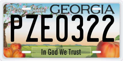 GA license plate PZE0322