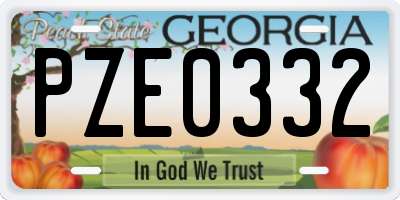 GA license plate PZE0332