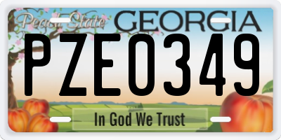 GA license plate PZE0349