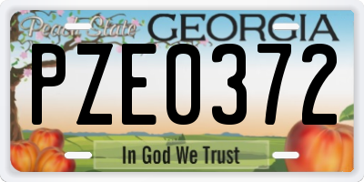 GA license plate PZE0372