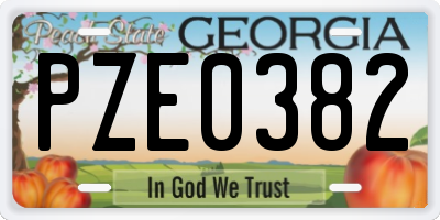 GA license plate PZE0382