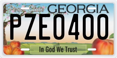 GA license plate PZE0400