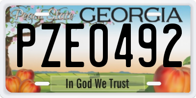 GA license plate PZE0492