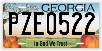 GA license plate PZE0522