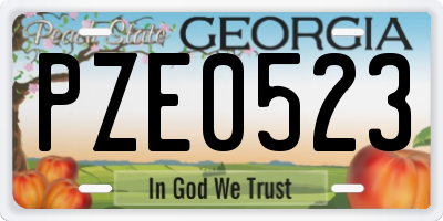 GA license plate PZE0523