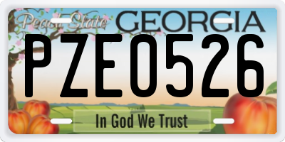 GA license plate PZE0526