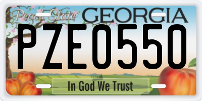 GA license plate PZE0550