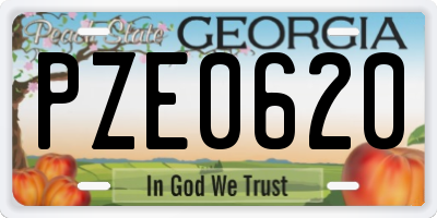 GA license plate PZE0620