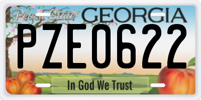 GA license plate PZE0622