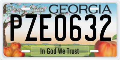 GA license plate PZE0632