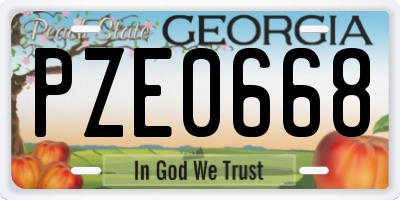 GA license plate PZE0668