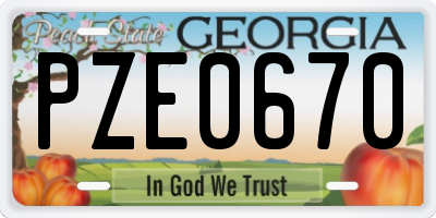 GA license plate PZE0670