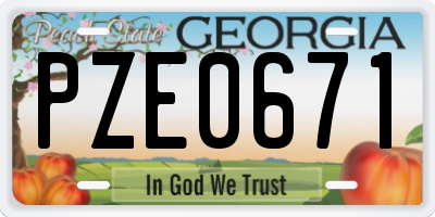 GA license plate PZE0671