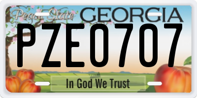 GA license plate PZE0707