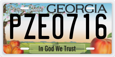 GA license plate PZE0716