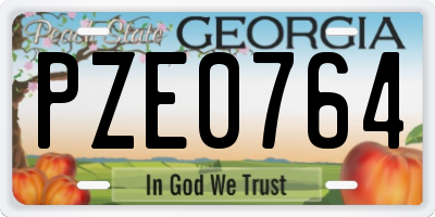GA license plate PZE0764