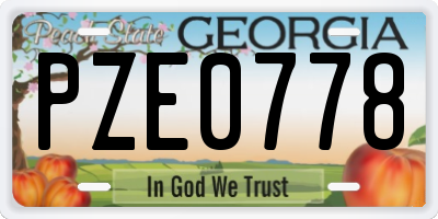 GA license plate PZE0778