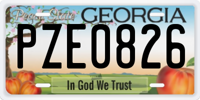 GA license plate PZE0826