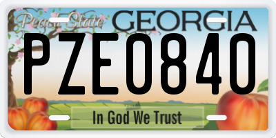 GA license plate PZE0840