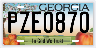 GA license plate PZE0870