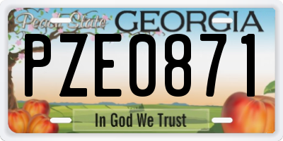 GA license plate PZE0871