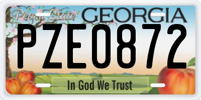 GA license plate PZE0872