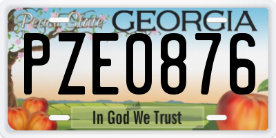 GA license plate PZE0876