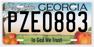 GA license plate PZE0883
