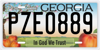 GA license plate PZE0889