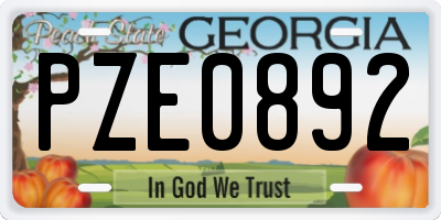 GA license plate PZE0892