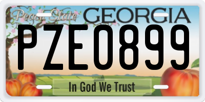GA license plate PZE0899