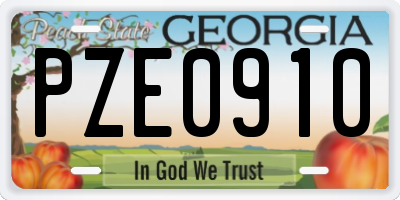 GA license plate PZE0910