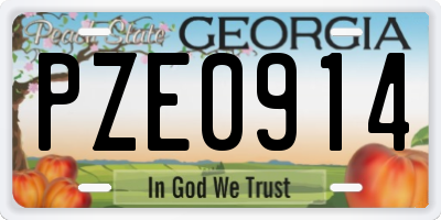 GA license plate PZE0914