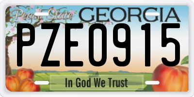 GA license plate PZE0915