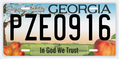 GA license plate PZE0916