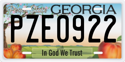 GA license plate PZE0922