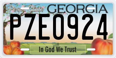 GA license plate PZE0924