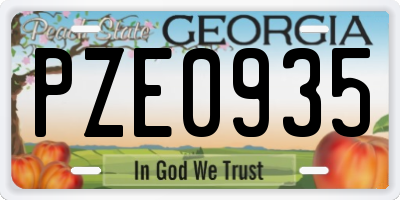 GA license plate PZE0935