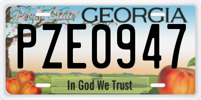 GA license plate PZE0947