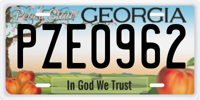 GA license plate PZE0962