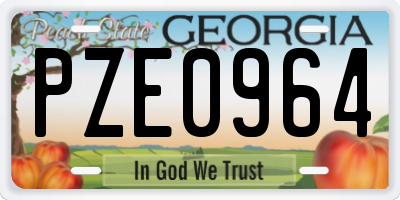 GA license plate PZE0964