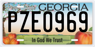 GA license plate PZE0969